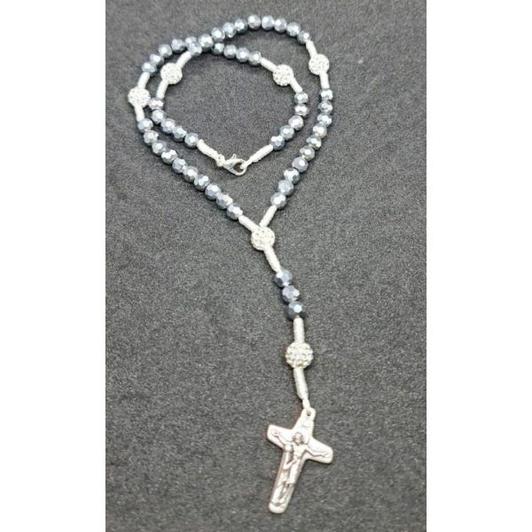 Elegant gray rosary QUEEN OF PEACE – MEDJUGORJE_5_kris