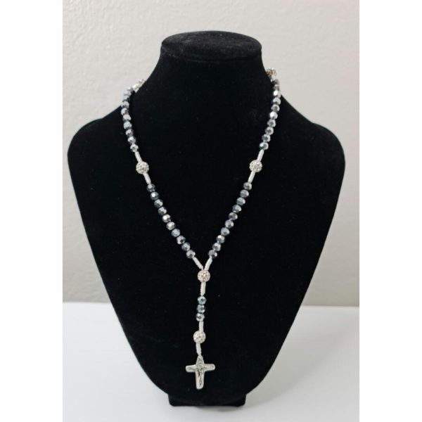 Elegant gray rosary QUEEN OF PEACE – MEDJUGORJE_5_kris