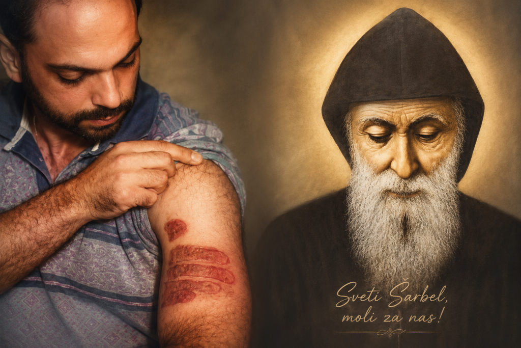 Otisak ruke svetog Šarbela na ruci Raymonda Nadera i portret svetog Šarbela
