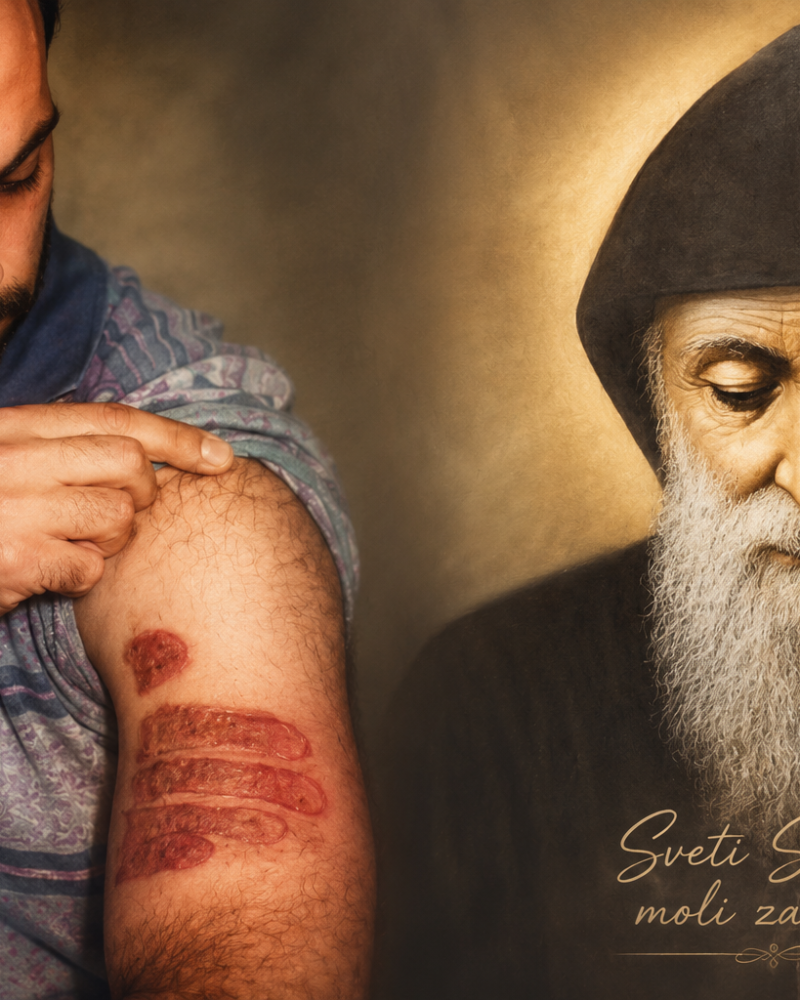 Otisak ruke svetog Šarbela na ruci Raymonda Nadera i portret svetog Šarbela