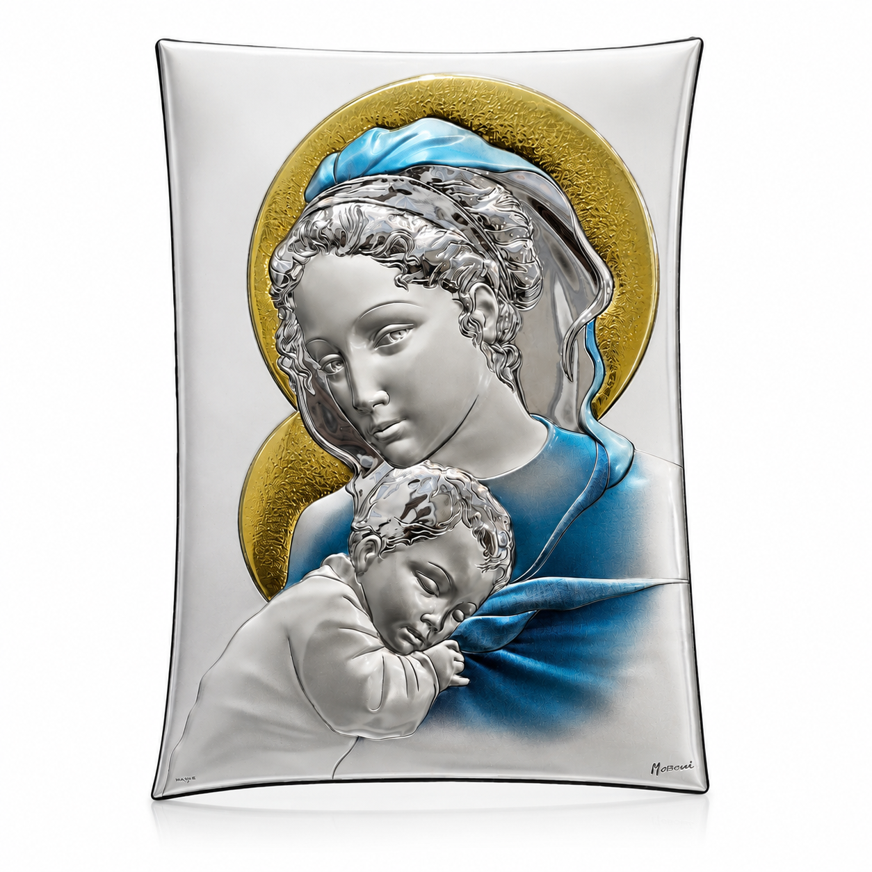 Srebrna slika Bogorodice s Djetetom Moroni 33 × 22 cm