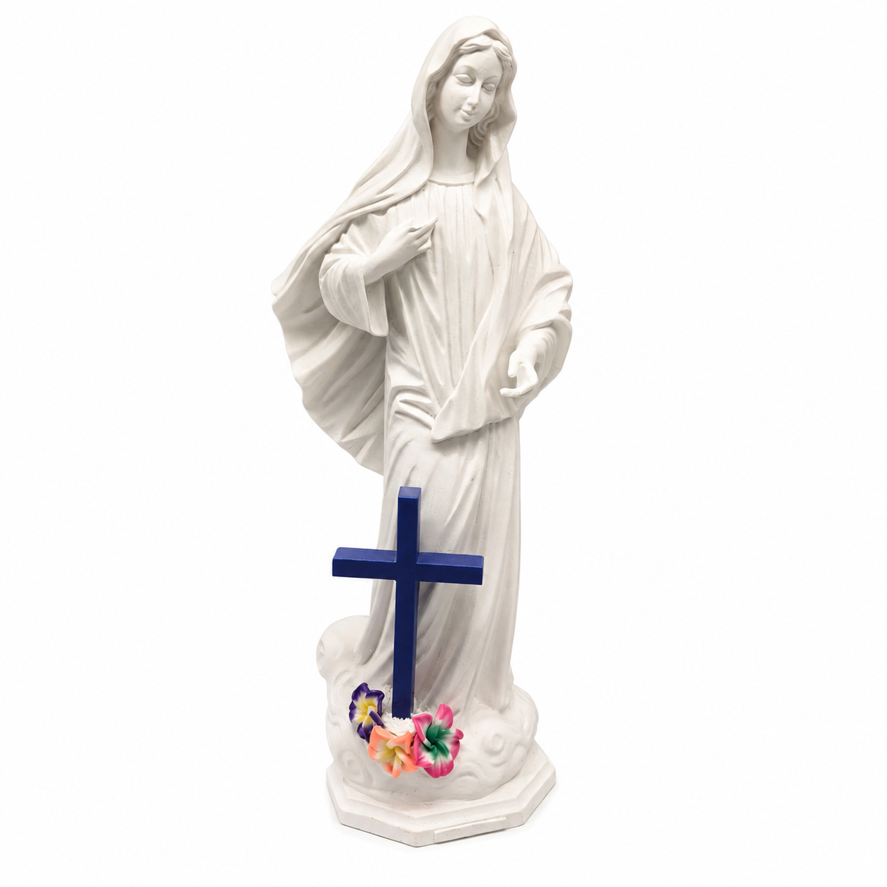 Bijeli kip Gospe s Plavim križem Međugorje